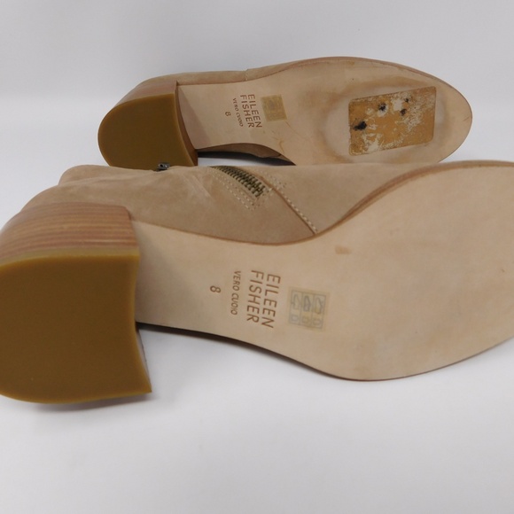 Eileen Fisher Women's Boots Melrose Tan Nubuck Leather Block Heel Booties Size 8 - Picture 15 of 15